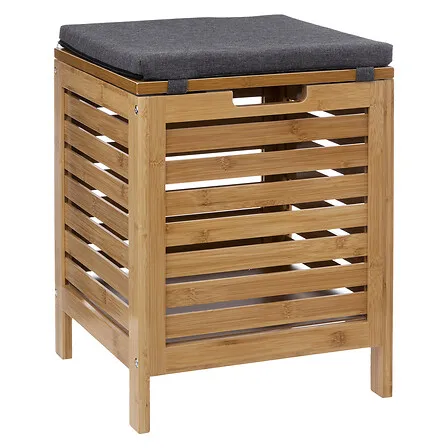 Taburete con almacenaje de bambú / Mueble baño