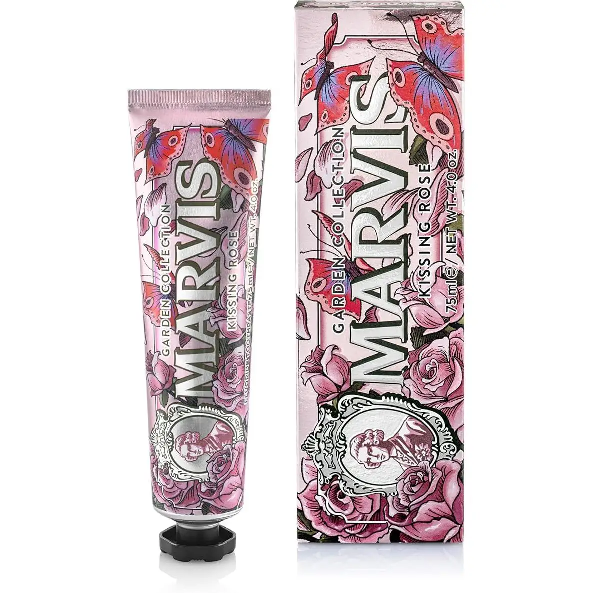MARVIS - Pasta de dientes Kissing Rose para mujer, perfume oral sublime con aroma floral-frutal de rosa búlgara y toque refrescante de menta, perfecta para quienes buscan fragancias femeninas