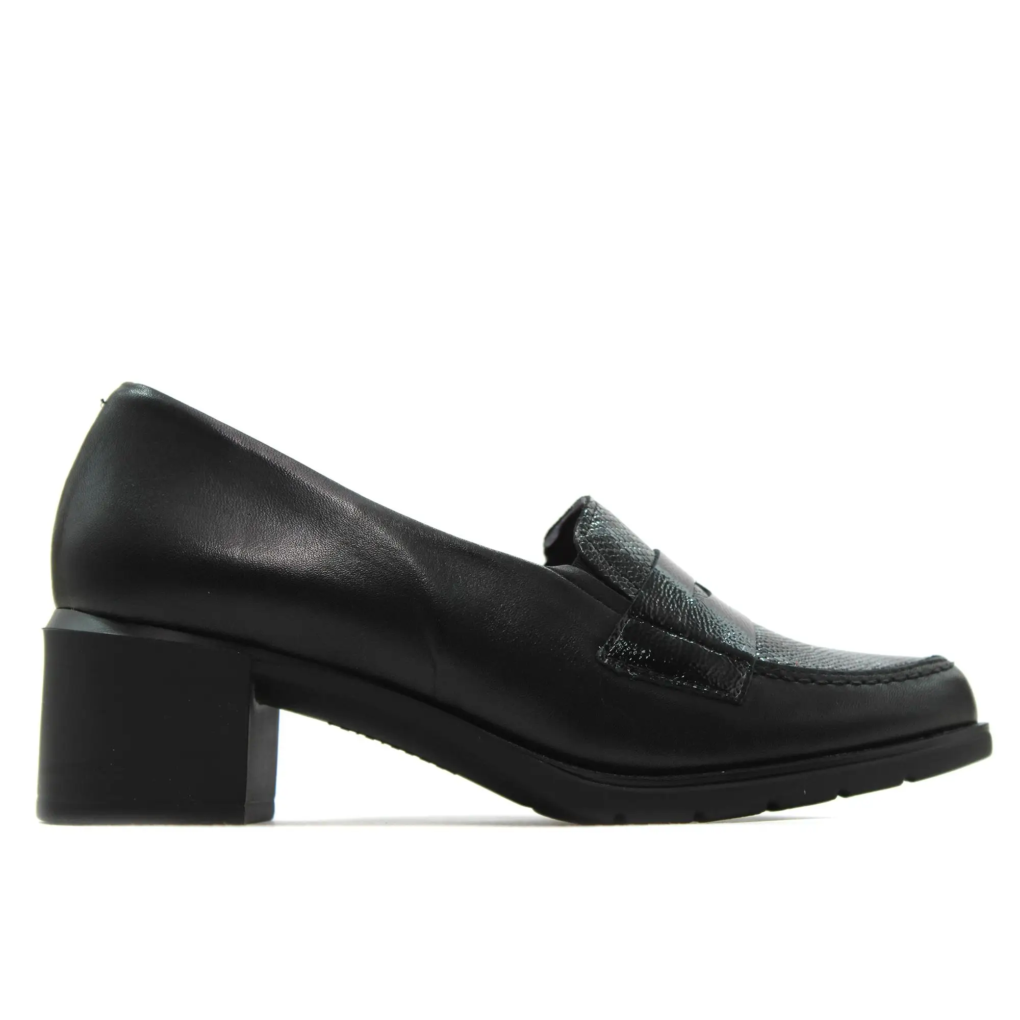 PITILLOS 10740 Zapato mocasín con tacón ancho y plataforma,de piel,con antifaz,sencillo,serpiente,animal print para señora