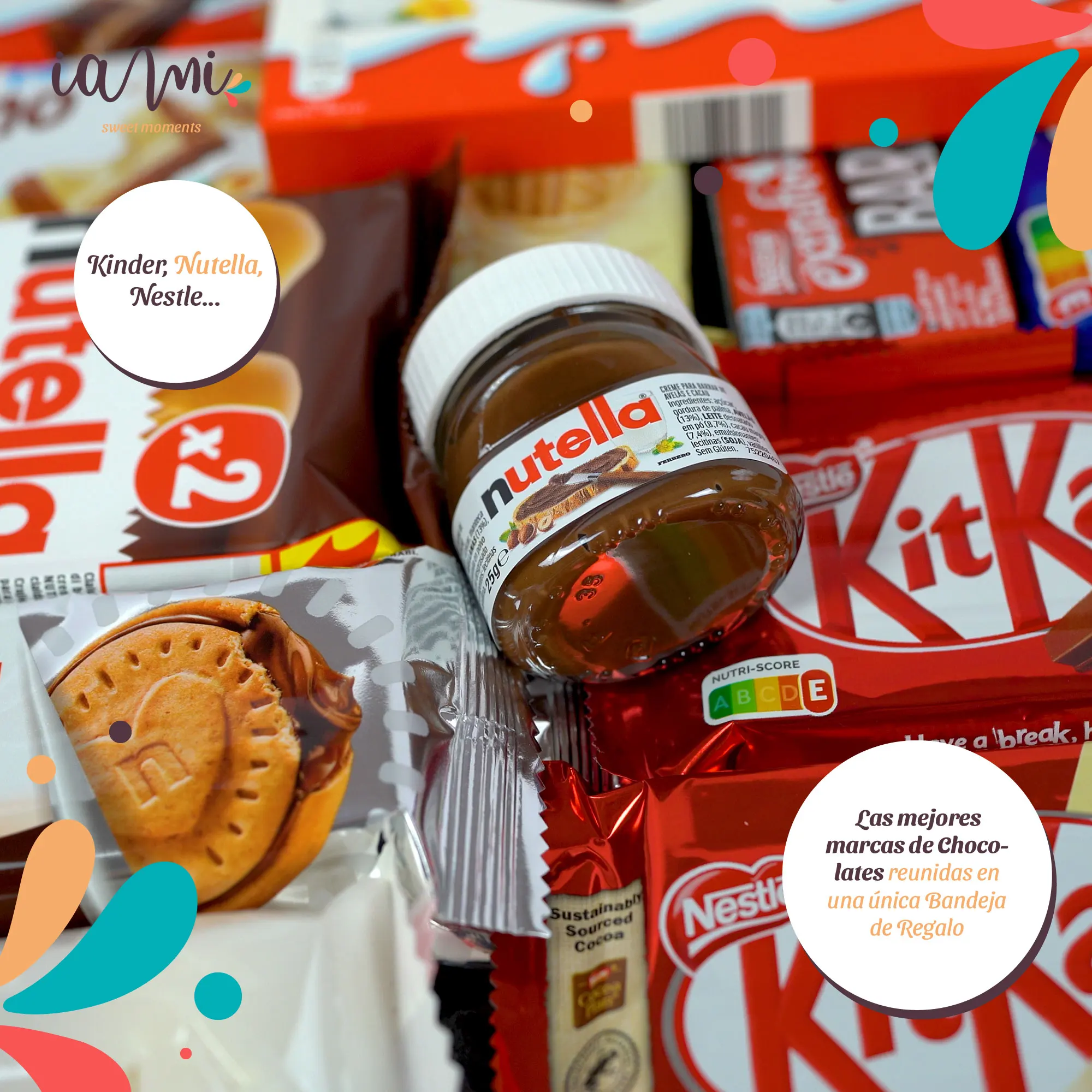 Gift Tray Mega Pack of Kinder Chocolates - Nutella - Rafaello - Nestle. +15 Units. Original Gift Tray Box with Kinder Bueno, Nutella, Rafaello Pralines, Nestle Chocolates [Iami]