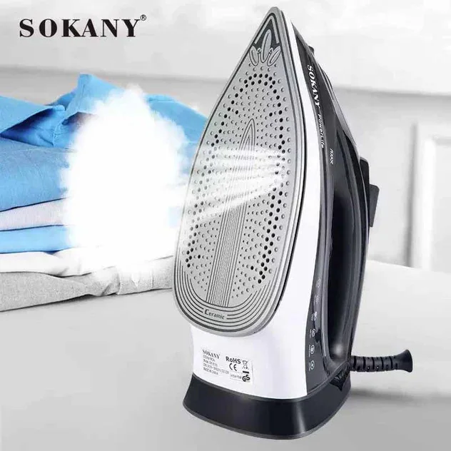 Steam iron, steam pipe 220ml 1600 w, adjustable temperature, 3 colors. Sokany