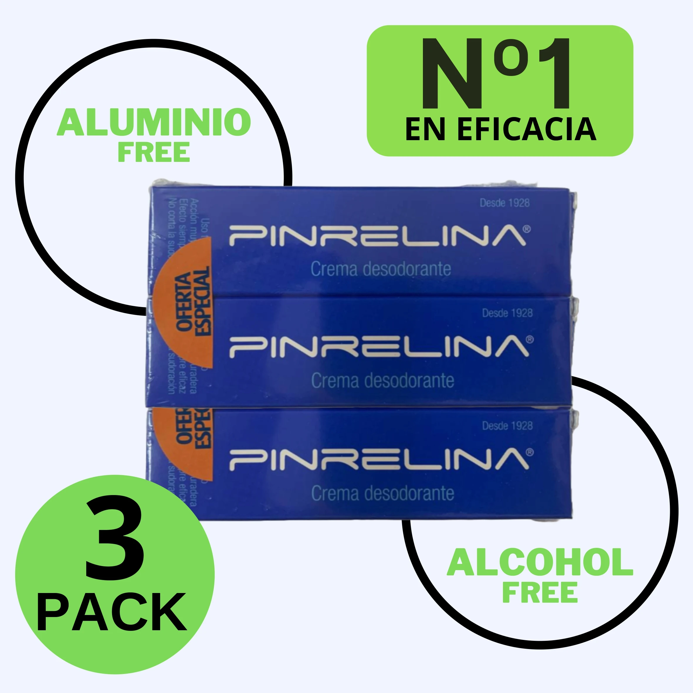 Pinrelina Crema Desodorante Pack Ahorro (3 Unidades) – Tratamiento para Mal Olor de Axilas Pies Ingles y Exceso de Sudoración – Larga Duración y Máxima Eficacia