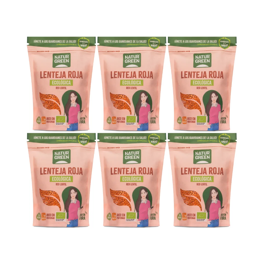 Pack 6x NaturGreen Lenteja Roja Bio 500 g