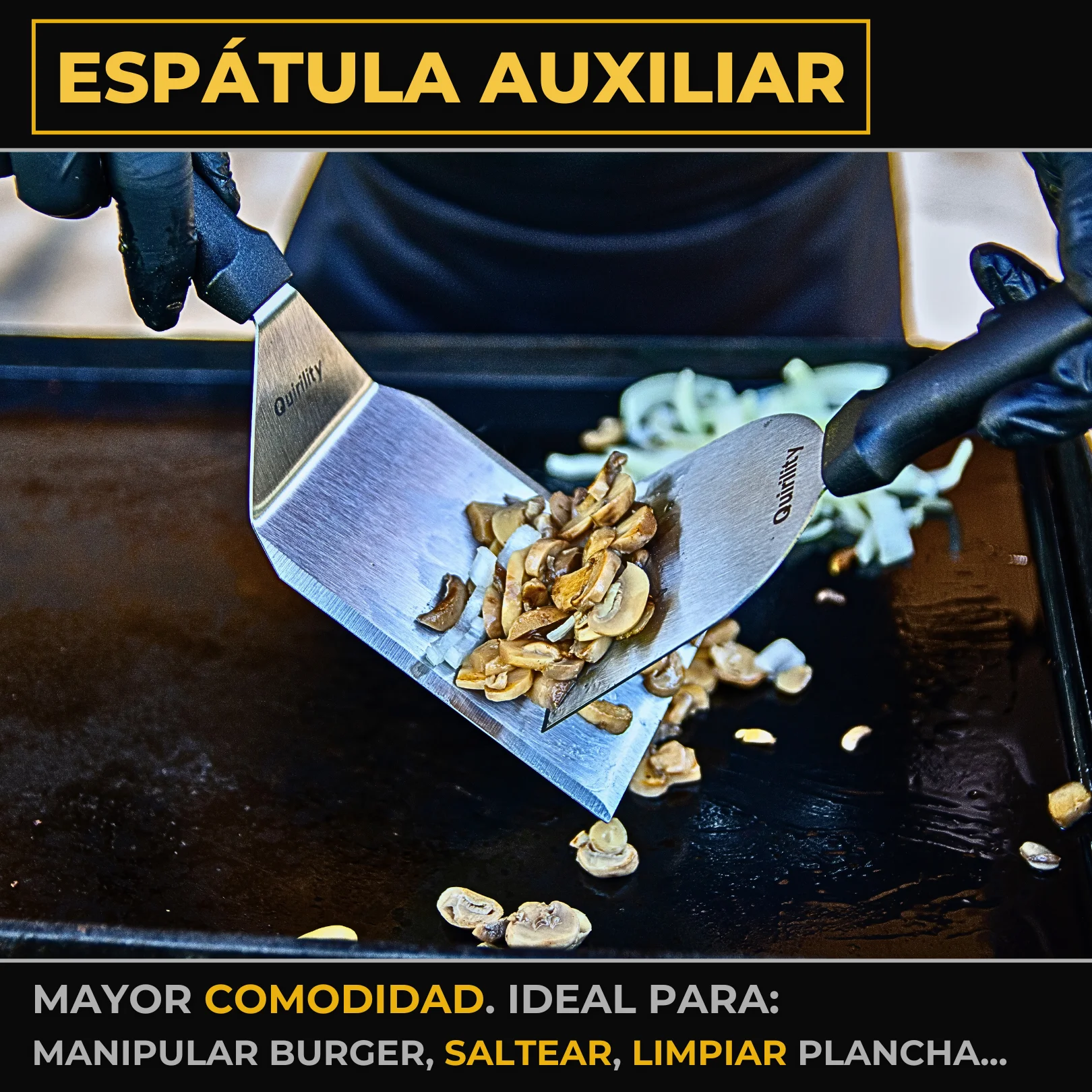 Quirility ® |   Smash burger premium professional stainless steel kit with eu food contact certificate, hamburger smasher, hamburger crusher, smash burger press, hamburger smasher