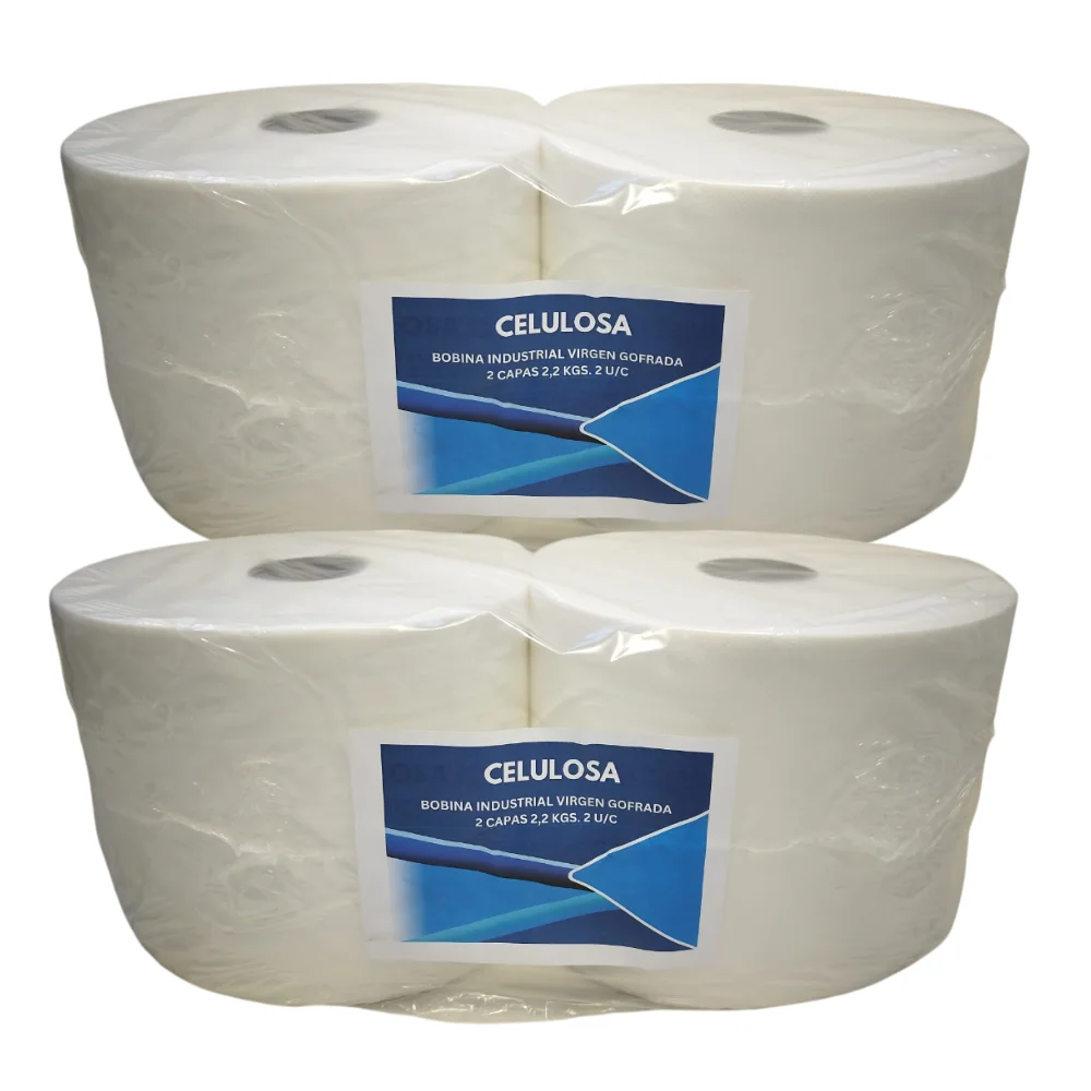 Plasacar S.L.-Pack 4 unid. Papel Industrial Secamanos 2,2 kg. Gofrado Doble Capa Celulosa Virgen 100% Ref. Fam