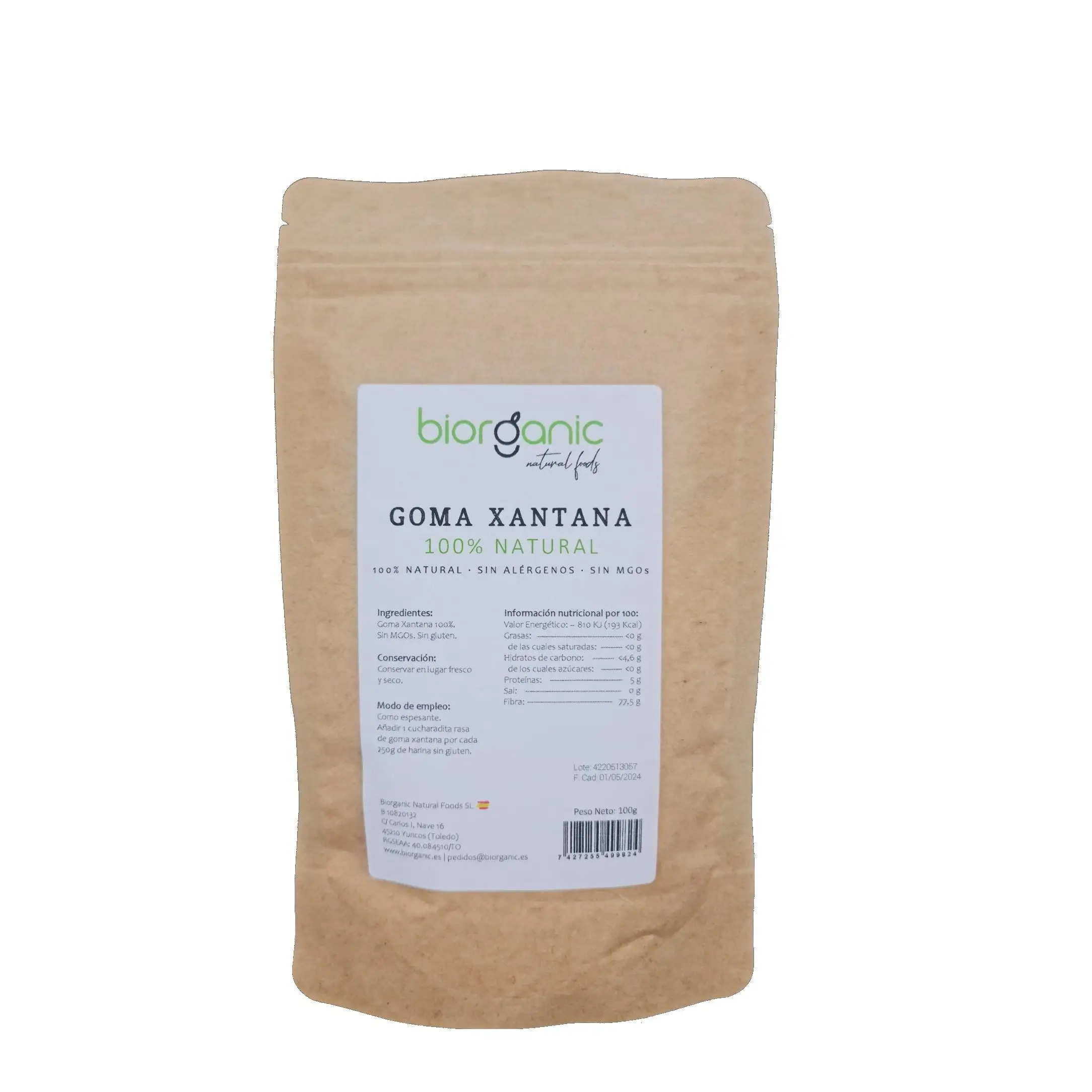 Biorganic Goma Xantana, 100 g. Espesante natural en Polvo Keto No-GMO, Vegano, Sin Gluten, ni Lactosa. Biorganic, marca española.