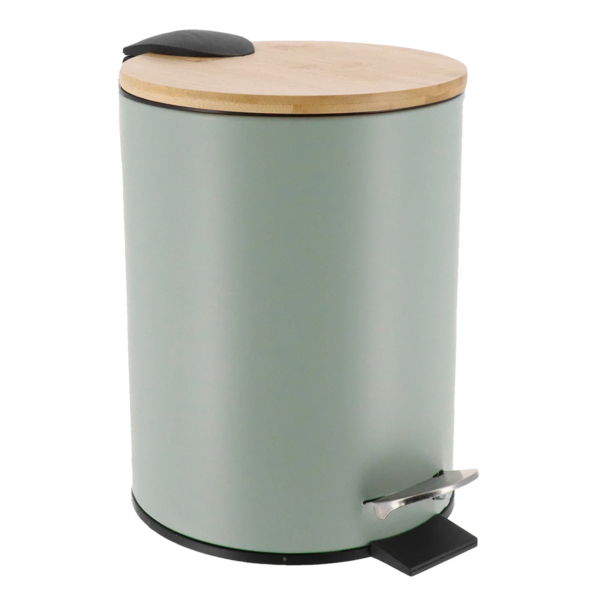 Papelera metálica drop-brake 3l - bambú verde pastel
