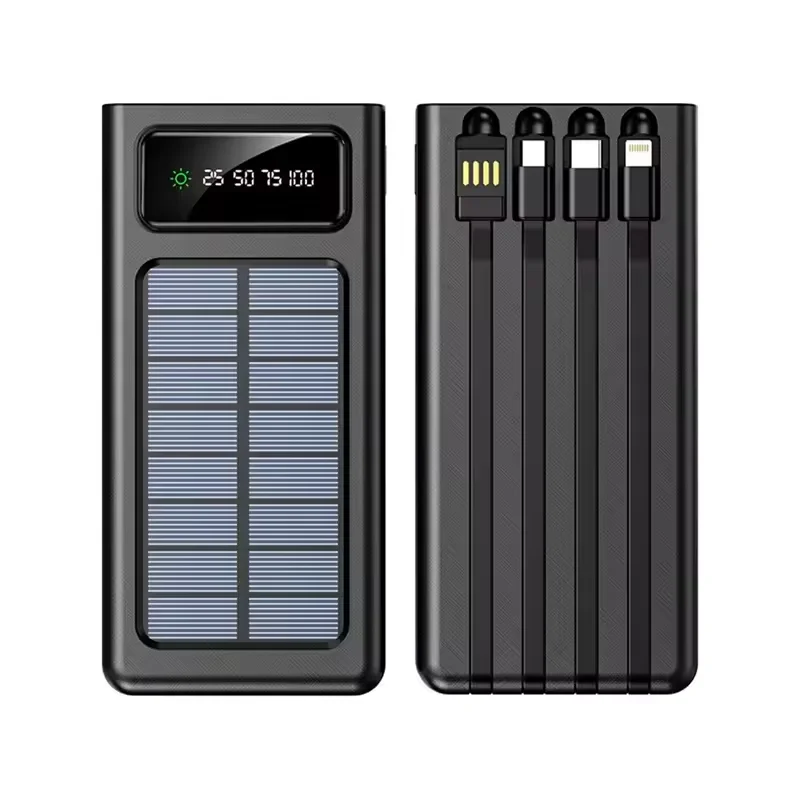 Cargador portátil Solar Power Bank 12000Mah/20000Mah Gran Capacidad Incorporado 5 Salidas y 3 entradas Cable y Linterna Compatible con Todos los teléfonos Inteligentes y Dispositivos USB