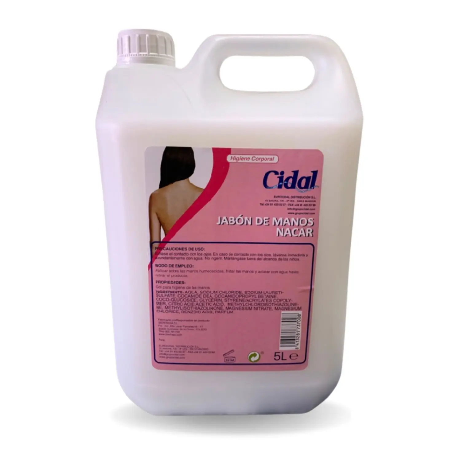 CIDAL JABÓN DE MANOS NACAR - 5L PARA TODO TIPO DE PIELES - Gel Higiénico para la Limpieza y Cuidado de las Manos