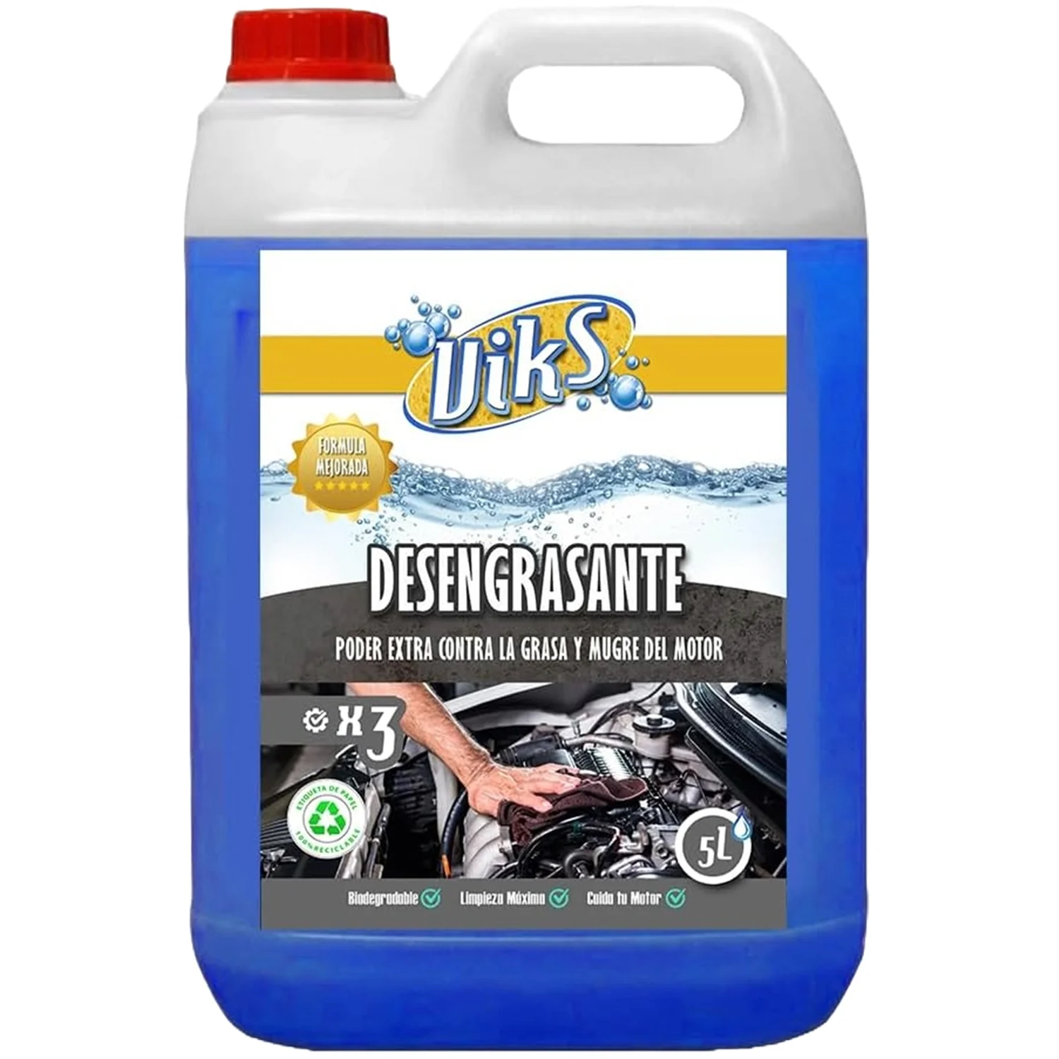 Viks | Concentrated motor degreaser | Biodegradable | Engine and parts cleaner | Removes dirt without damage | Eco-friendly labeling | 5 liters
