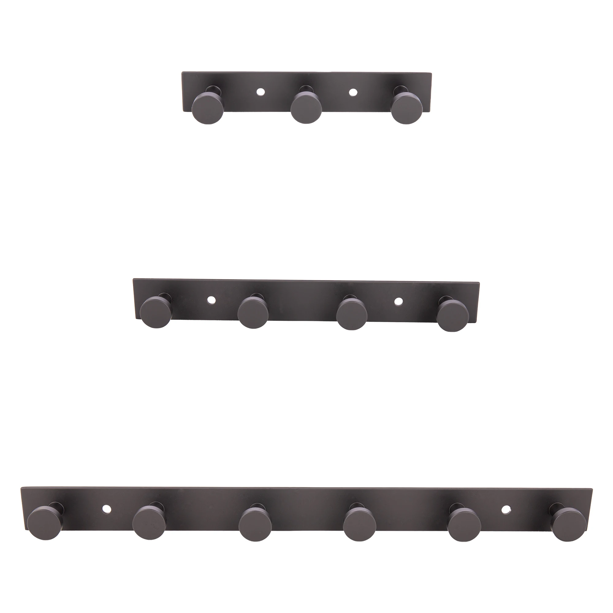 Cofan Perchero de pared con 3, 4 o 6 ganchos | Material: acero inoxidable | Color: negro | Acabado: mate | Colgador de pared para baños, entradas, cocinas, pasillos, dormitorios | Tres Medidas