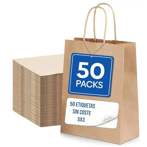 Bolsas de Papel Kraft con Asa Torsionada de Hostelpak - 50 U