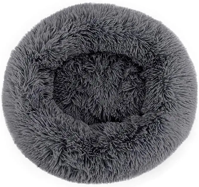 Kingdom MANSIDI dog bed cats round soft plush anti-stress washable warm winter gray