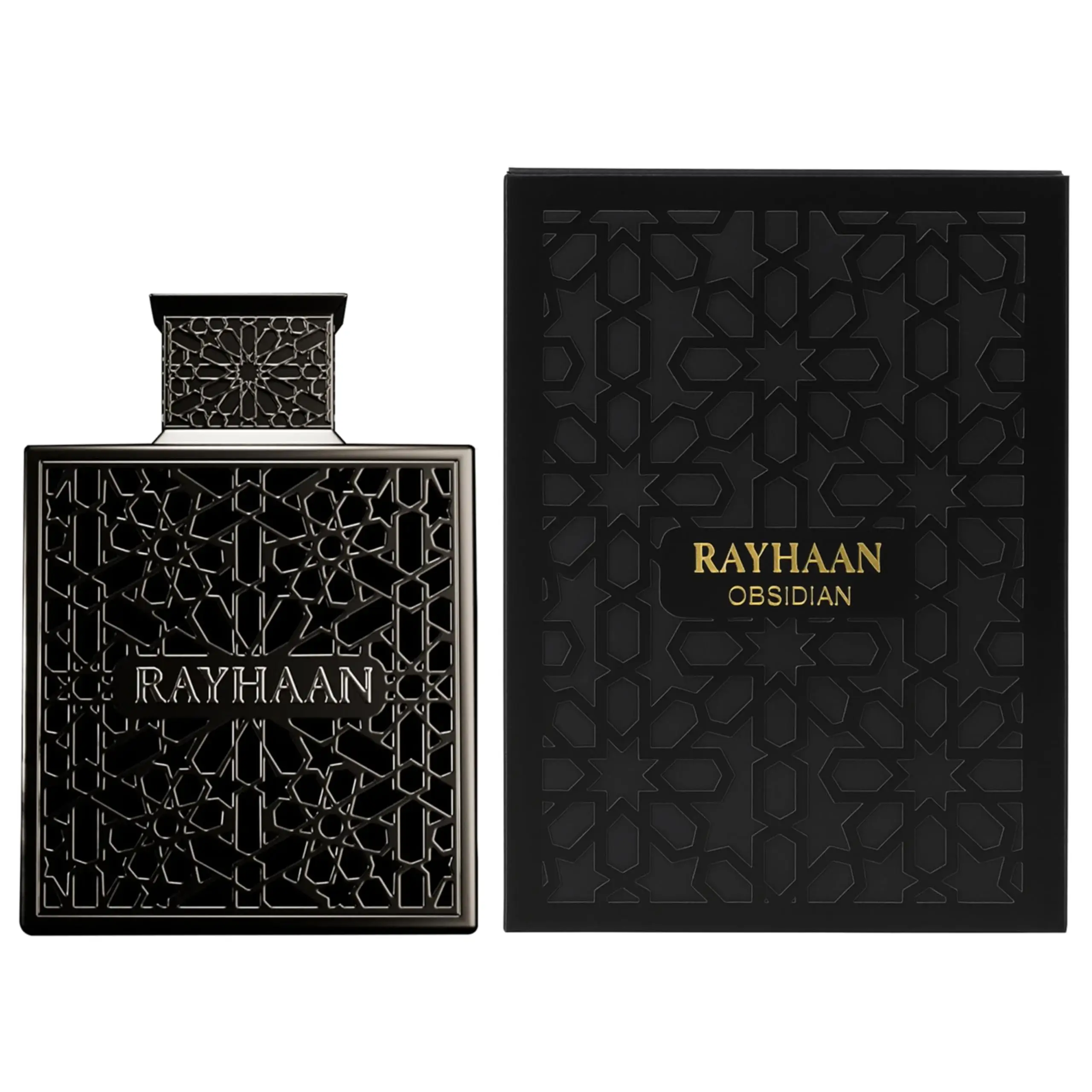 Rayhaan Obsidian Woody Spicy Amber - Eau de parfum para hombre, larga duración, 100 ml