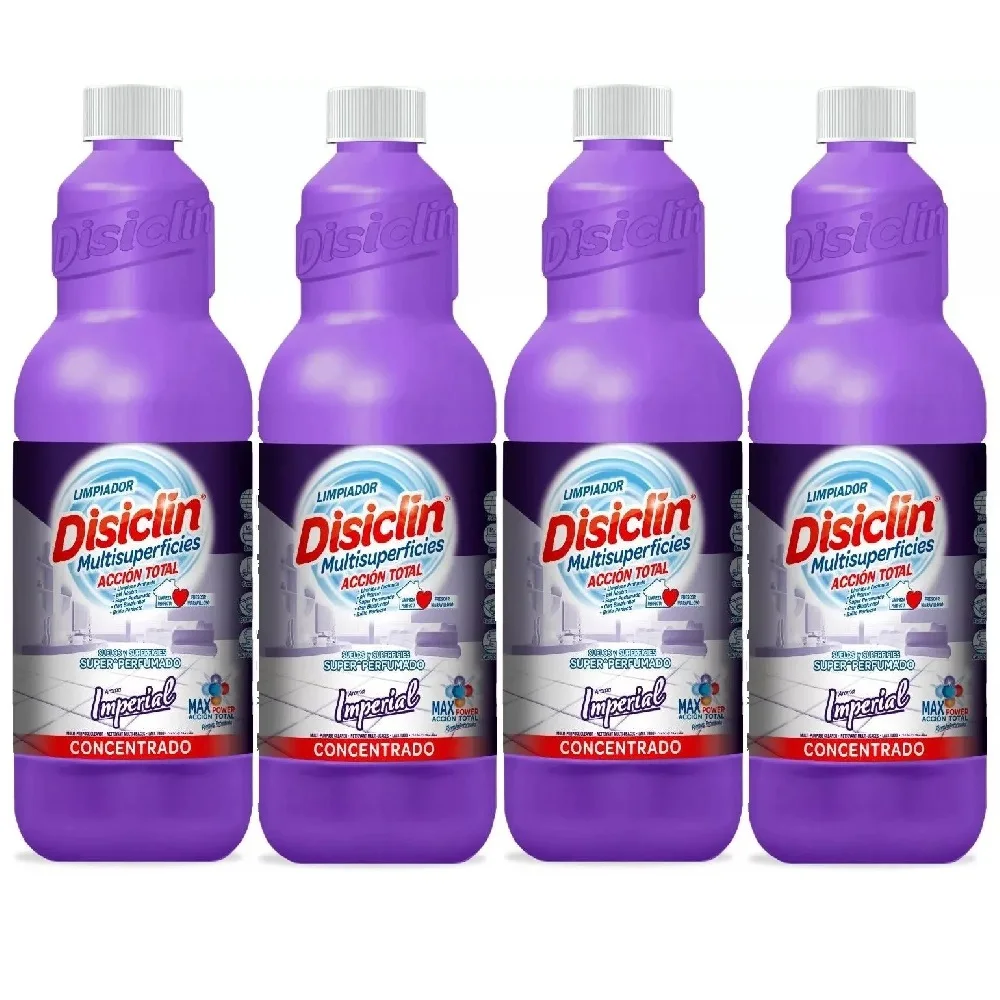 Disiclín Imperial Limpiador Multisuperficies Concentrado 1000ml (Pack 4x1L) - Disiclin Para una Higiene Total, Super Perfumado, pH Neutro, Con Bioalcohol, Sin Lejía, Aroma Duradero