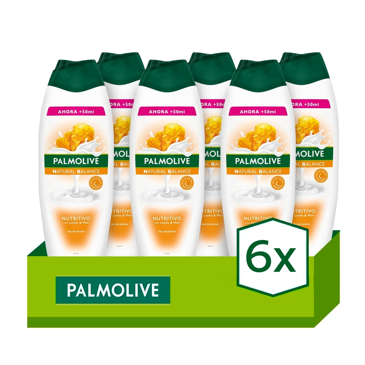 Gel de ducha Palmolive Natural Balance Nutritivo Leche & Miel 600ml Pack de 6 | Conectado con la Naturaleza con Leche y Miel. Piel suave e hidratada cada día.