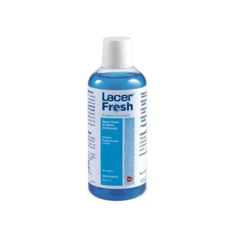 Lacer Fresh Colutorio 500 Ml - Enjuague Bucal Frescor Intenso - Aliento Fresco - Previene Caries y Placa Dental - Protege Encías