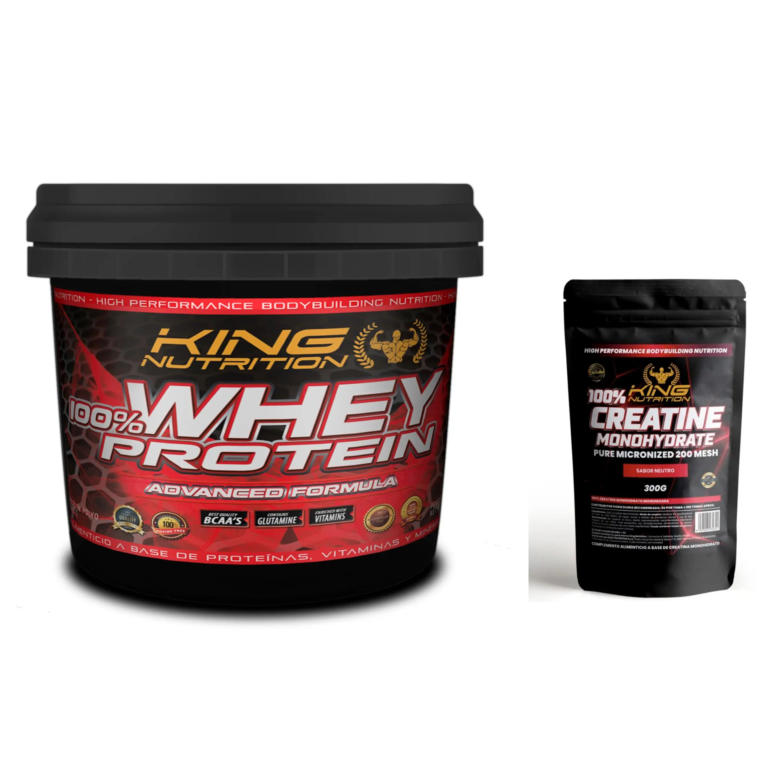 King Nutrition 100% Whey Protein 4Kg + Creatina monohidratada 300gr mejora tu rendimiento y aumenta la masa muscular