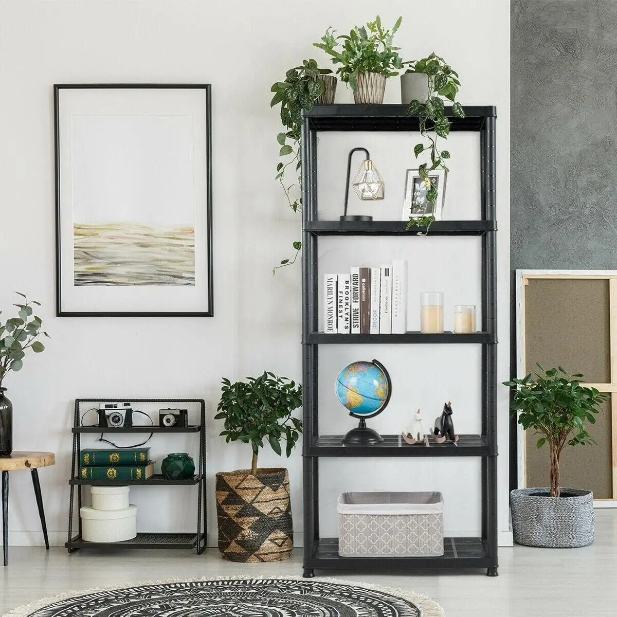 Estantería modular de plástico, 5 baldas, capacidad carga 125 kg, fácil montaje, almacenaje, garaje, trastero -180 x 60 x 30 cm