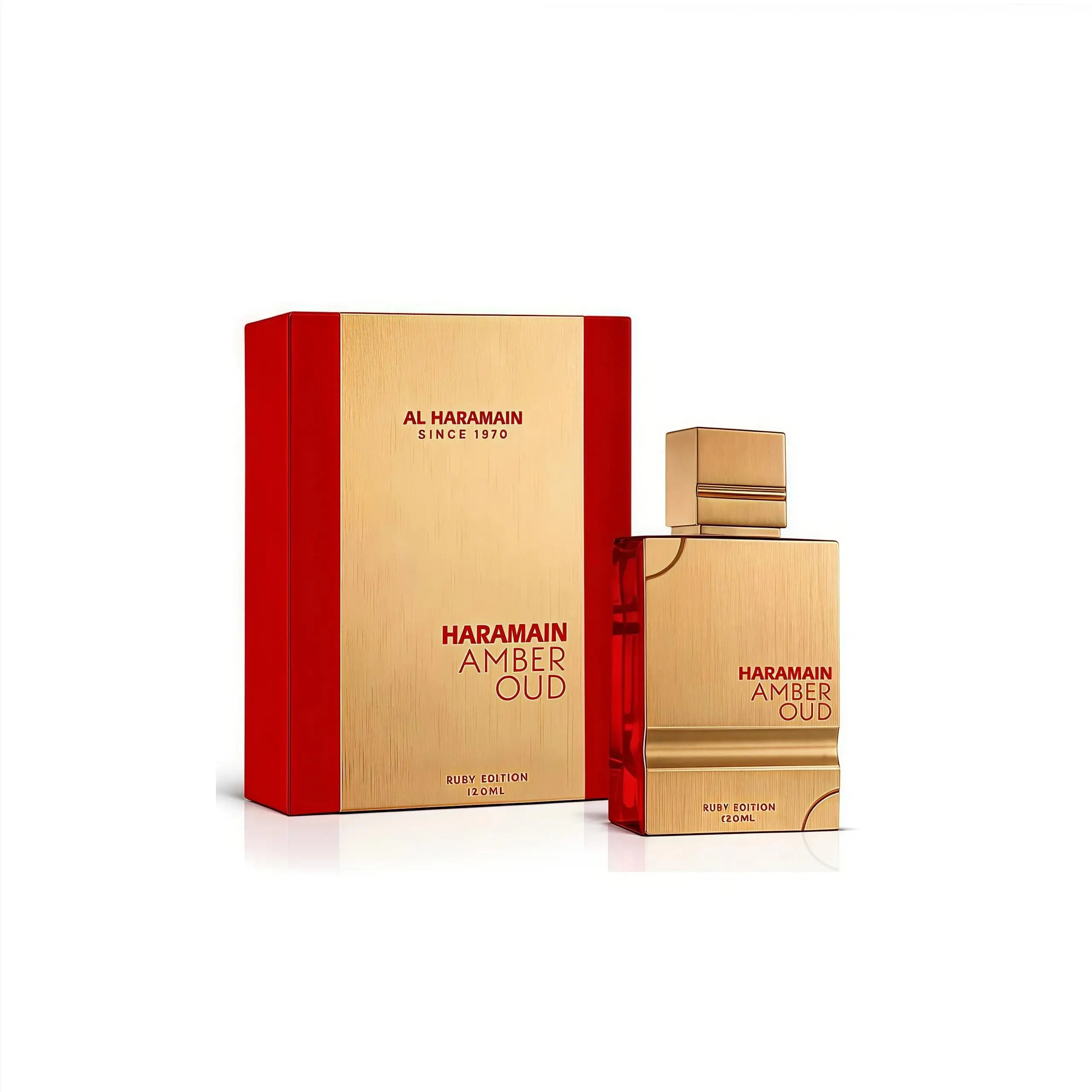 Al Haramain Amber Oud Ruby Edition Eau de Parfum 120ml - Perfume Unisex Premium con Notas de Azafrán y Cedro para Hombres y Mujeres