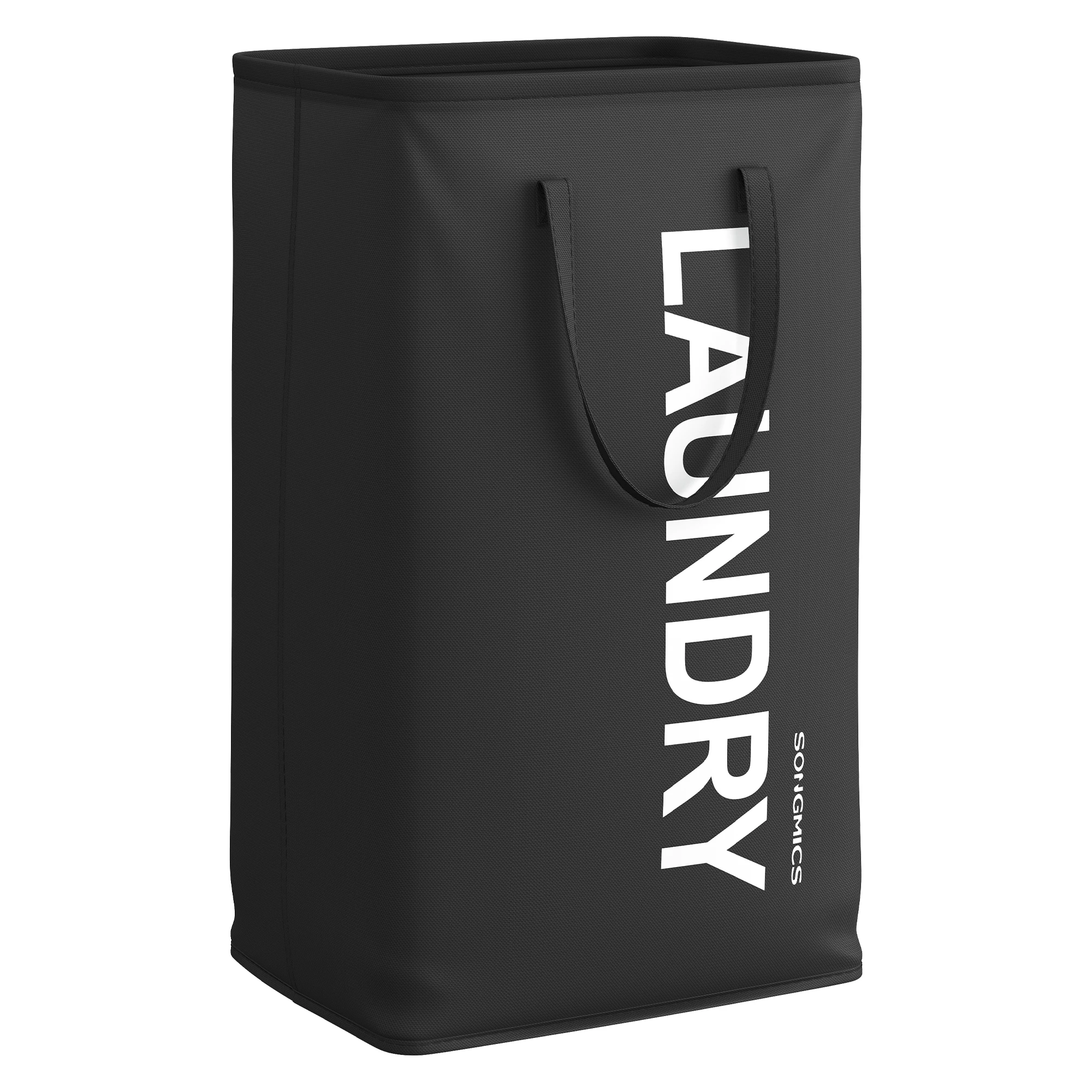 SONGMICS Cesto per Biancheria Sporca, 80 L, Cesto Pieghevole con Manico, Borsa per Vestiti, Idrorepellente, per Lavanderia, Camera da Letto, Bagno, Nero Inchiostro/Grigio Ardesia/Bianco Crema