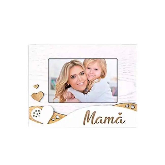 Ibis White Wood Photo Frame 10x15 cm - Mom Model, Emotional Ready-to-Hang Photo Frame for Mother’s Day or Family Display