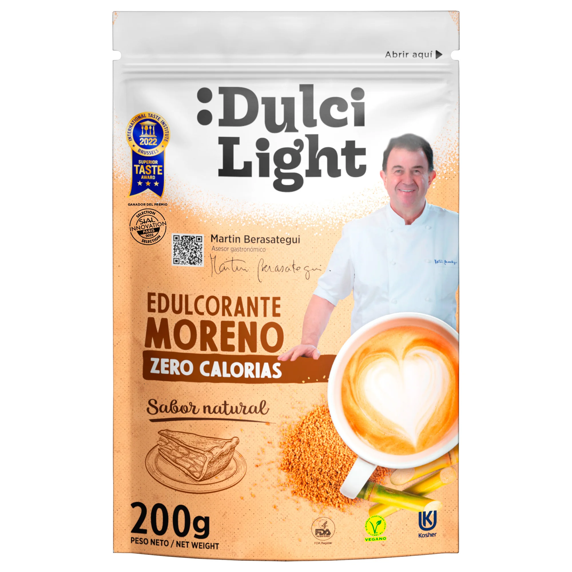Dulcilight Edulcorante Moreno Zero Doypack 200 gr Sustituto del azucar Moreno Sabor Natural  200 gr = 2kg Azúcar Granulado con Fibra Vegetal  keto  No OMG  edulcorante a Granel