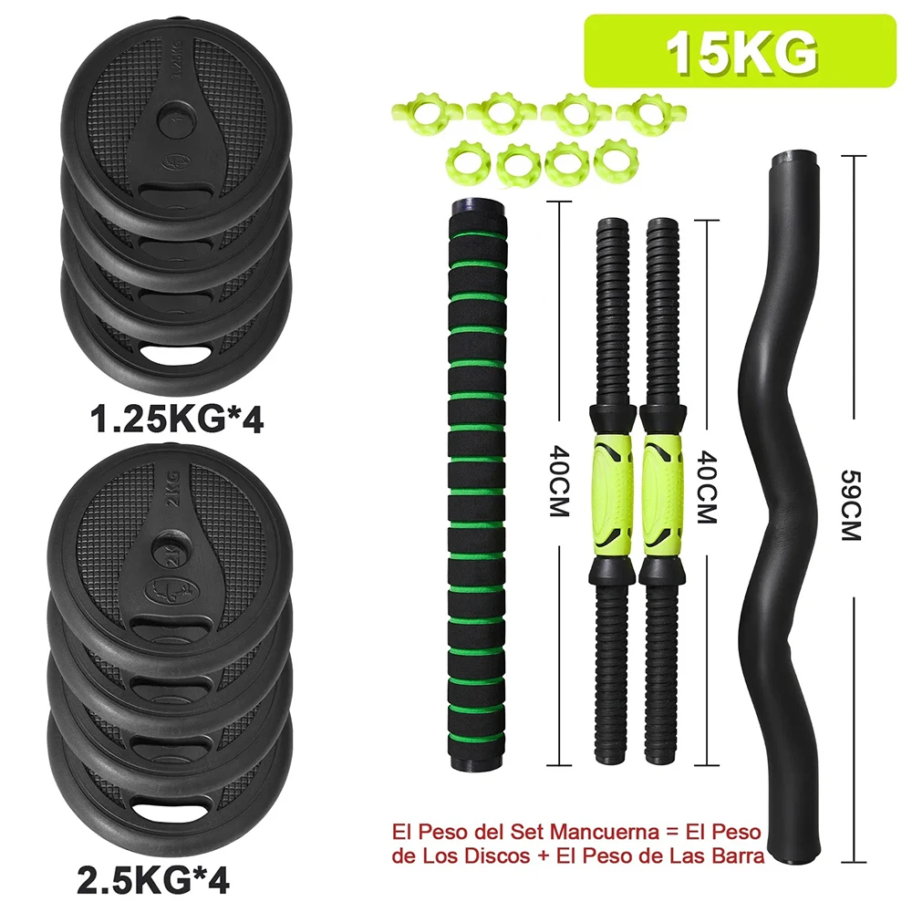 Allinlife 4 in 1 multifunctional adjustable dumble set, 10kg,15kg,20kg,30kg,40kg,with optional handle for kettlebell, curl and straight bar, abdominal wheel, flexions, fast shipping from europe