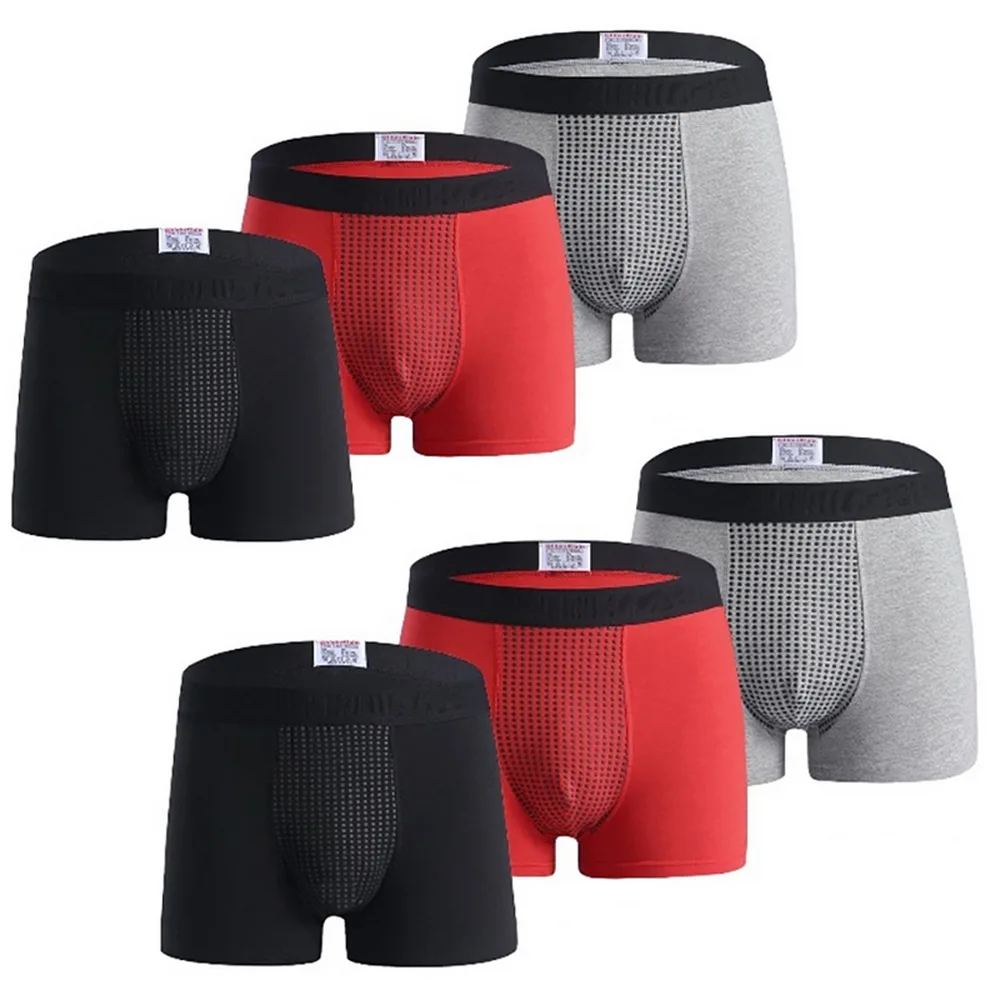 Set of 3-6 Men's Boxer Cotton Boxers Underwear, 95% Cotton, 5% Elastane, 3 Colors, Black, Red and Grey