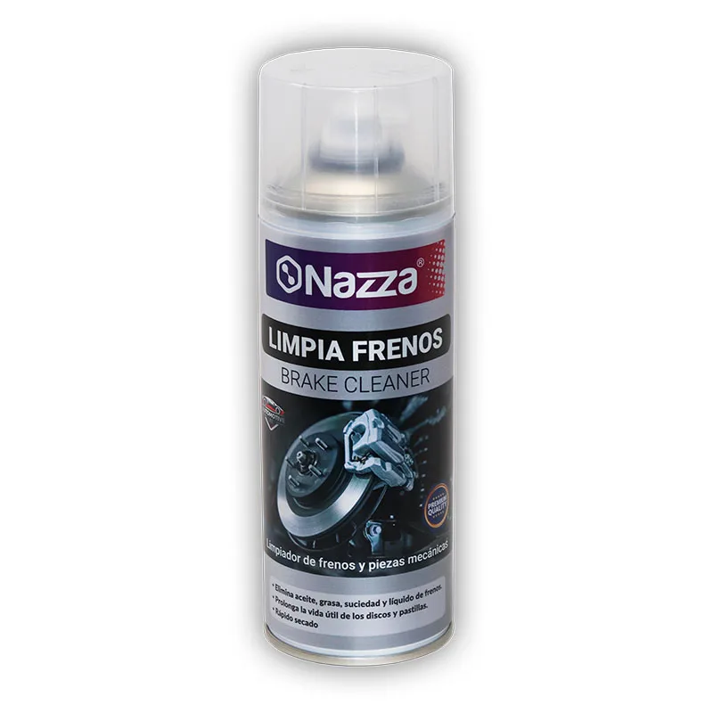 Spray Limpiafrenos Nazza – Limpiador de Frenos para el Mantenimiento y la Limpieza de Discos de freno, Embragues y Piezas Metálicas, Sin Siliconas - 400ml