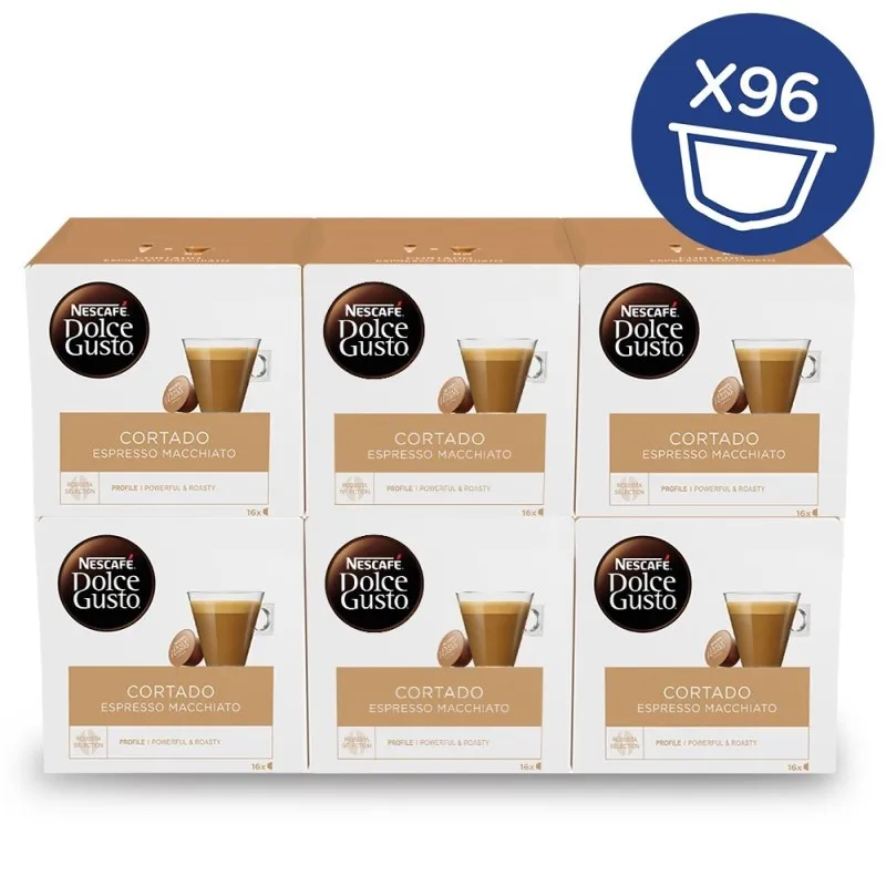 NESCAFÉ Dolce Gusto Cortado - x6 pack de 16 cápsulas - Total: 96 cápsulas, pack ahorro 6 paquetes de cortado