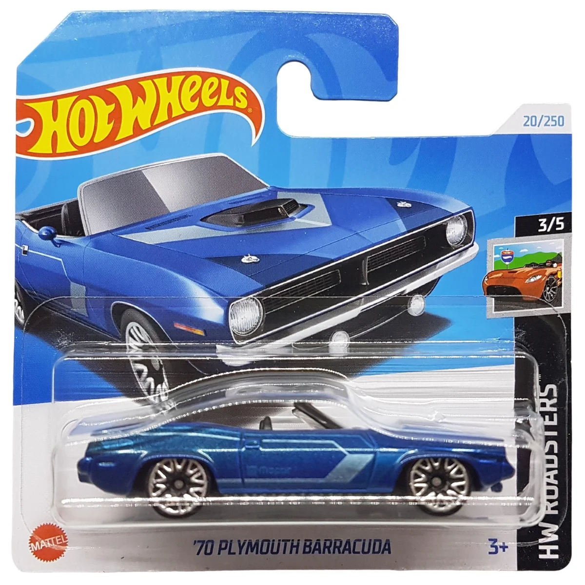 HOT WHEELS - HW ROADSTERS - 70 PLYMOUTH BARRACUDA (20/250) - (HALF CARD), HW20_ASS19, TIENDA CON LICENCIA OFICIAL