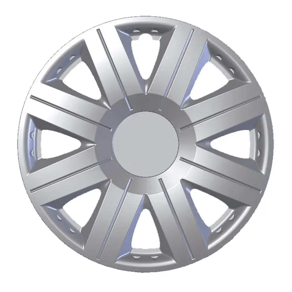 KRAWEHL-jeu de 4 enjoliveurs 13 pouces-modèle Cosmos-jantes-faciles à installer-anneau réglable résistant aux chocs-fabriqué en couleur ABS-argent