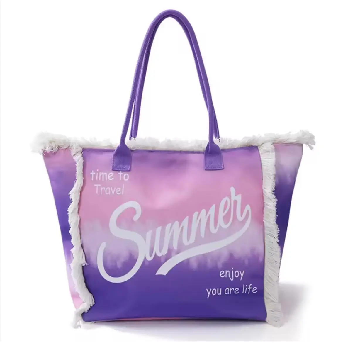 MEJORADA Bolso de Playa o Piscina Grande con Estampados de Colores Frase | Modelo Verano MEDIDA 55CM×37CM×19CM