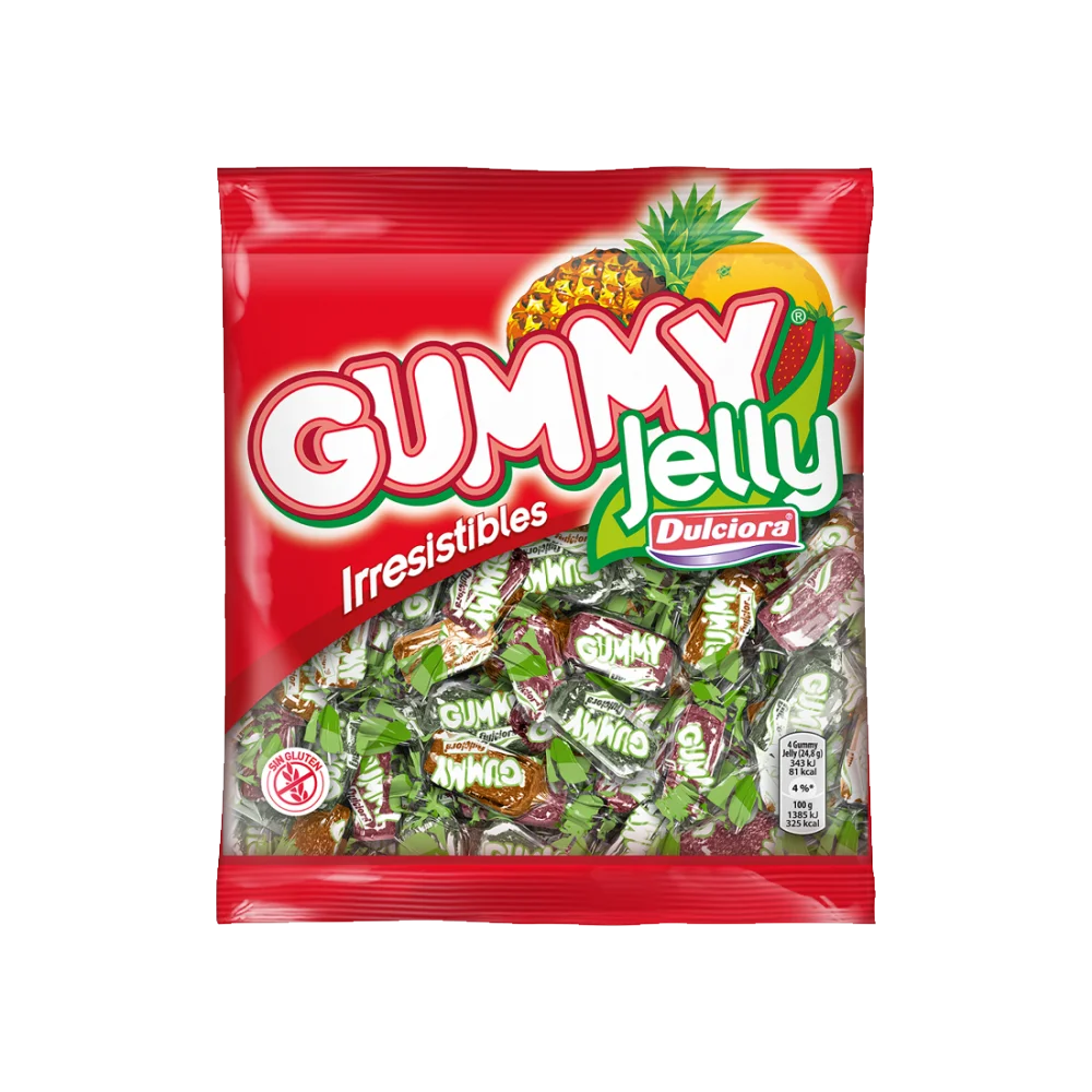 Gummy Jelly. Bolsa de 2kg / 12 bolsas de 100 gr cada una. Sin gluten. Deliciosos caramelos de goma con azúcar por encima.