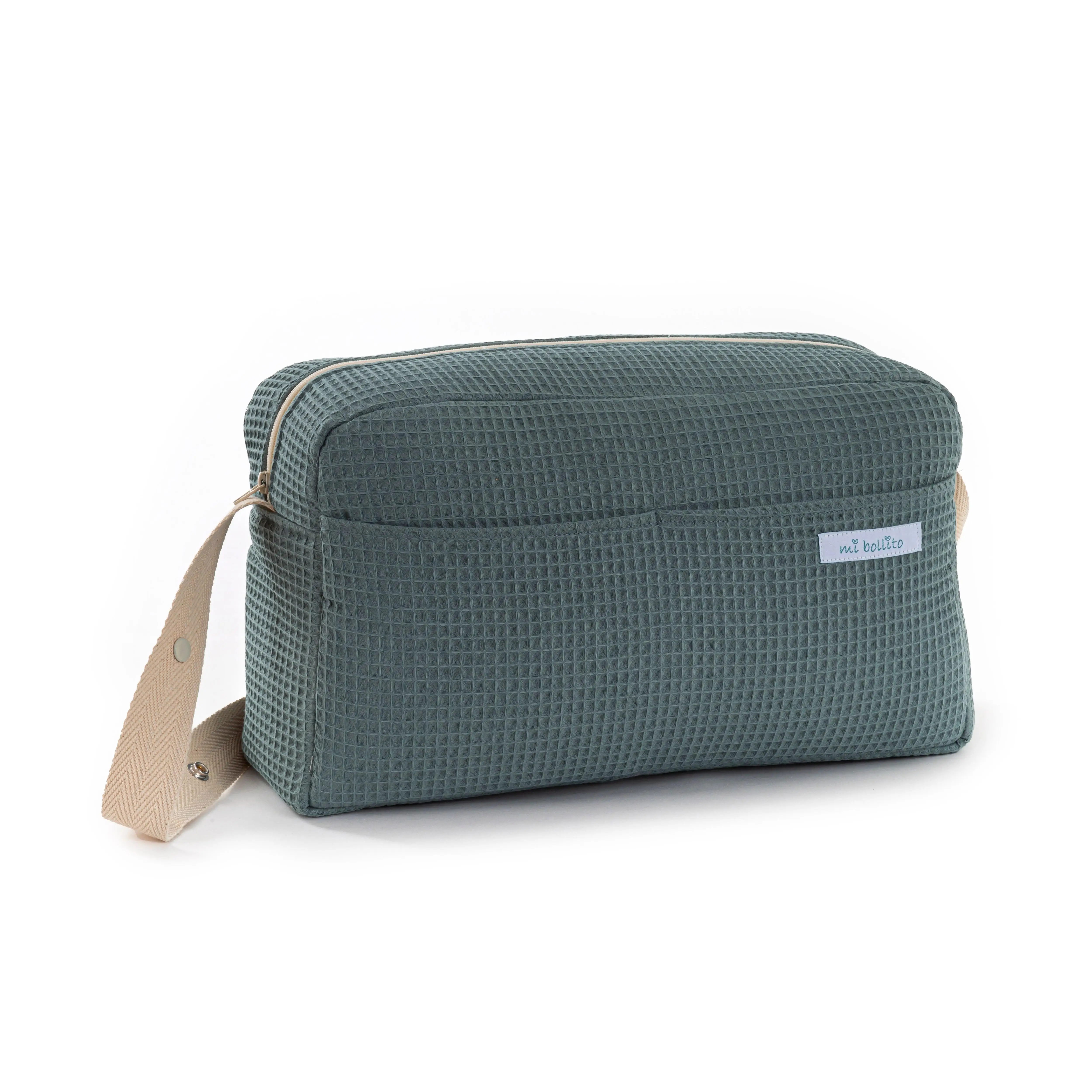 Mi Bollito – Bolso para carrito de bebé. Bolsa organizadora práctica, elegante y multifuncional de gran capacidad. Producto fabricado en España. (Verde) - FIJALO - Los mejores complementos para tu