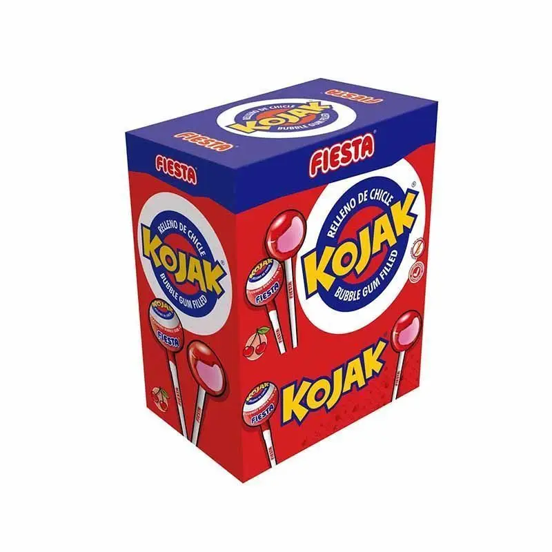 Kojak party cherry 20 units. Box with original flavored chups and gum inside