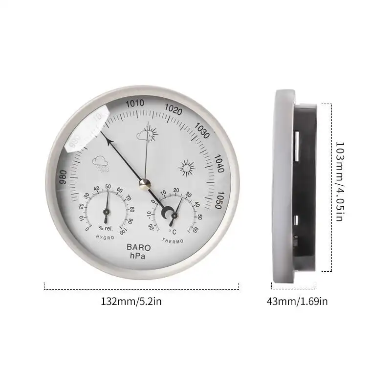 Ulisem analog weather station for indoor and outdoor use with stainless steel frame and elegant design. Includes barometer, hygrometer and thermometer (macaron).