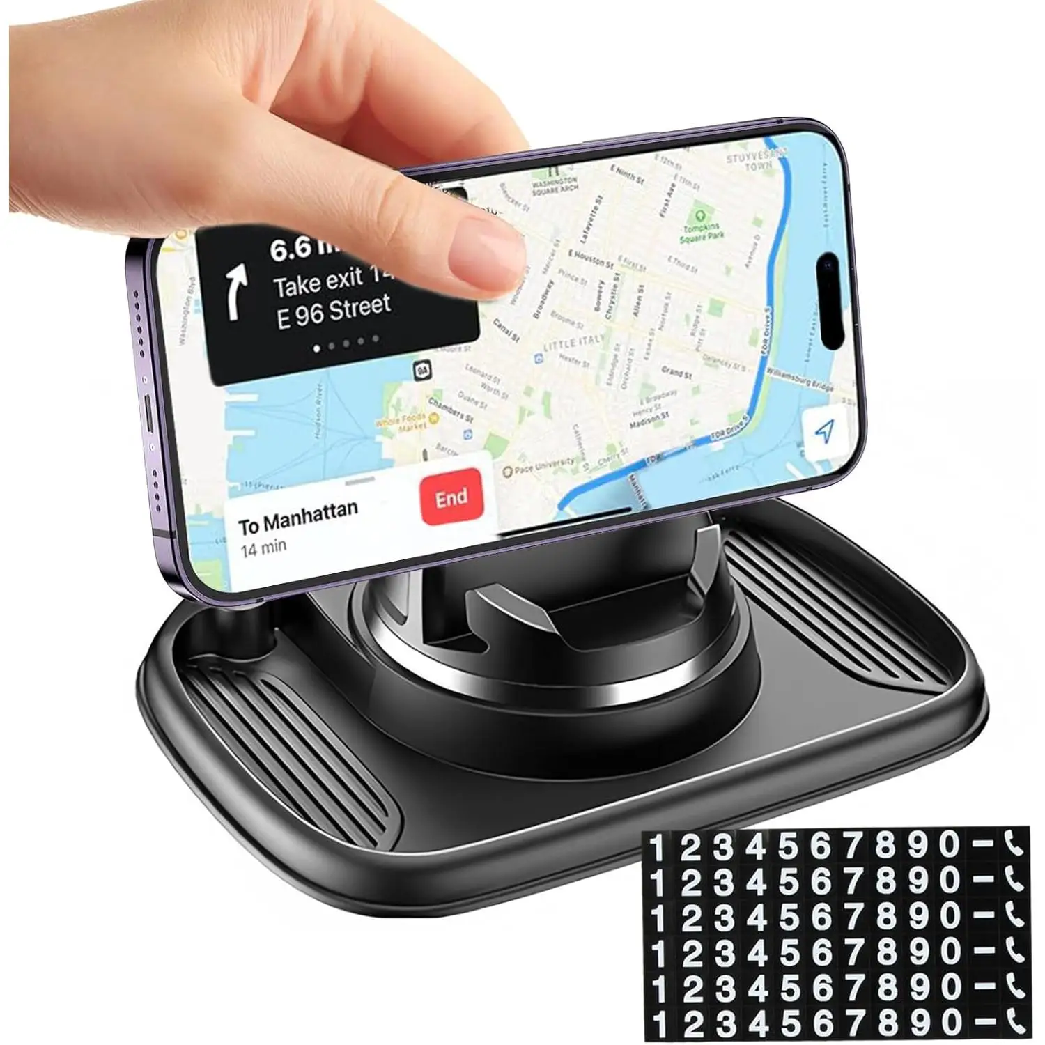 Soporte de Teléfono Móvil para Salpicadero de Coche, 360 ° Giratorio Soporte Teléfono Móvil para Coche, Soporte Teléfono Salpicadero de Silicona Antideslizante para Todos Los Teléfonos Inteligentes