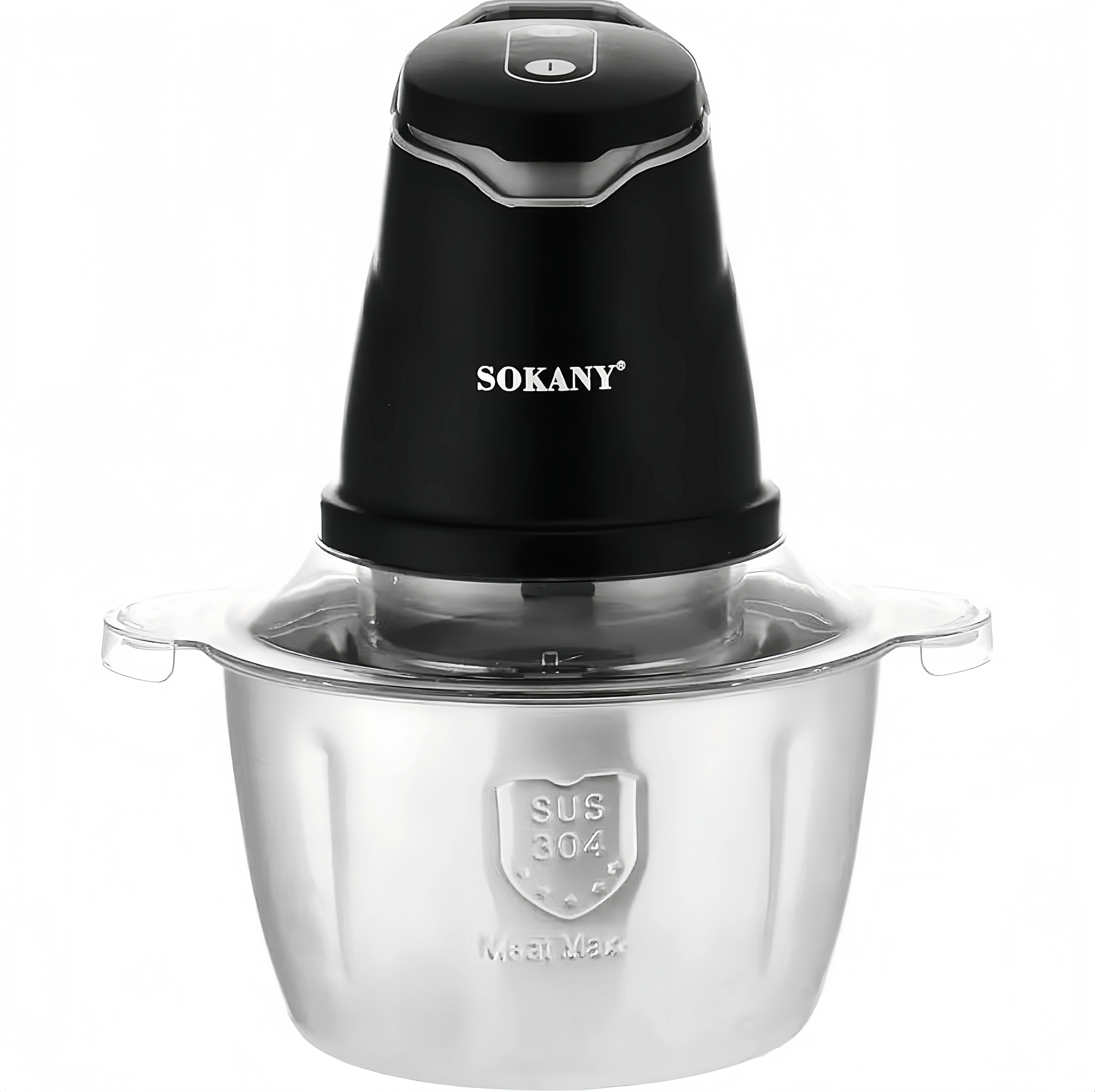 sokany-Picadora de carne y verduras electrica, con 2 velocidades de triturar, bol de aluminio y doble cuchilla de acero