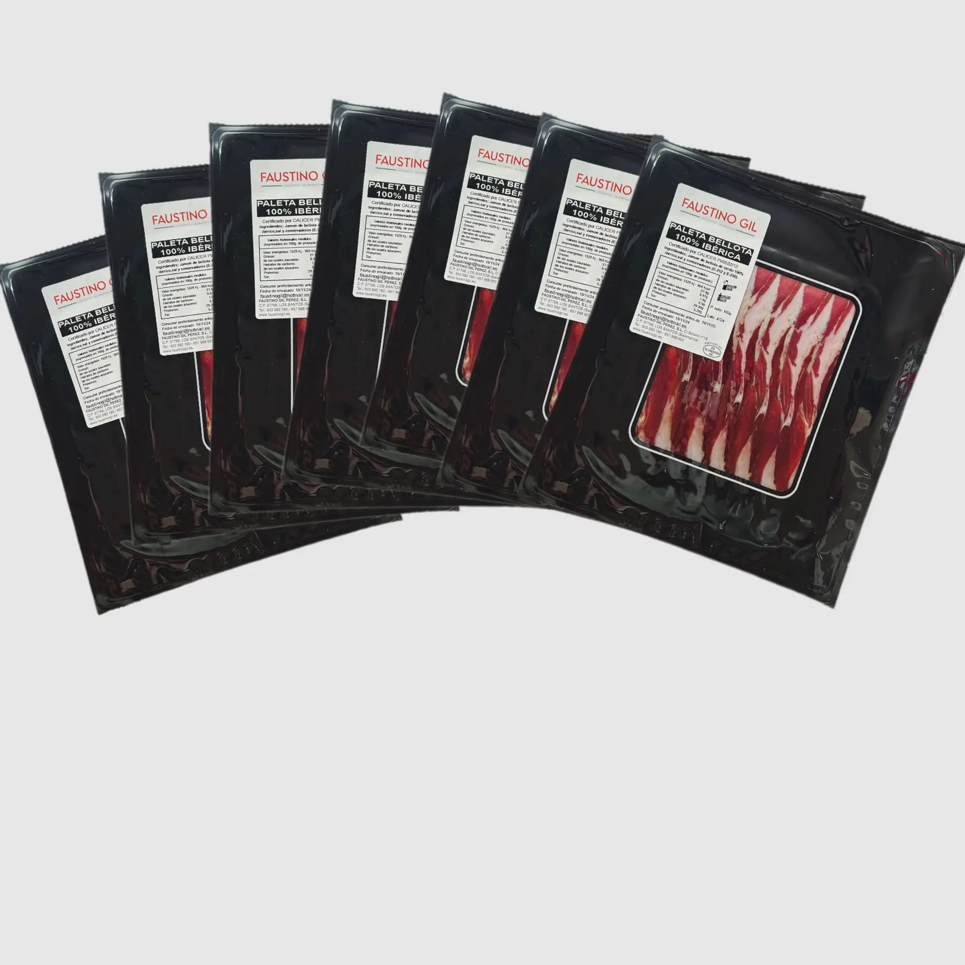 PALETA BELLOTA 100% IBERICA - 7 Sobres de 100g - Elaboración tradicional - Ibéricos Faustino Gil -