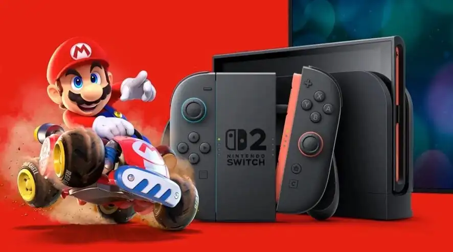 Nintendo Switch 2 Console with Mario Kart World EU - 256GB, 4K support, Joy-Con 2 controllers, HDR, and 120 fps gaming experience, perfect for Nintendo Switch games and accessories.