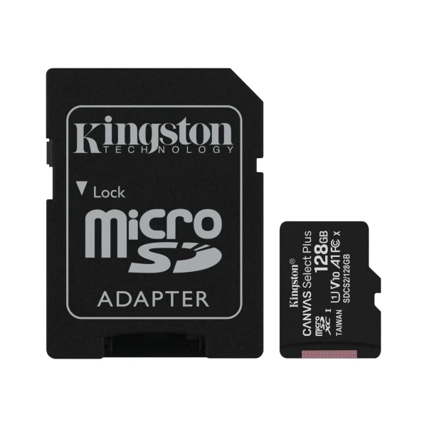 Kingston tarjeta micro sdxc 128gb clase 10 100mb/s canvas select plus + adaptador sd