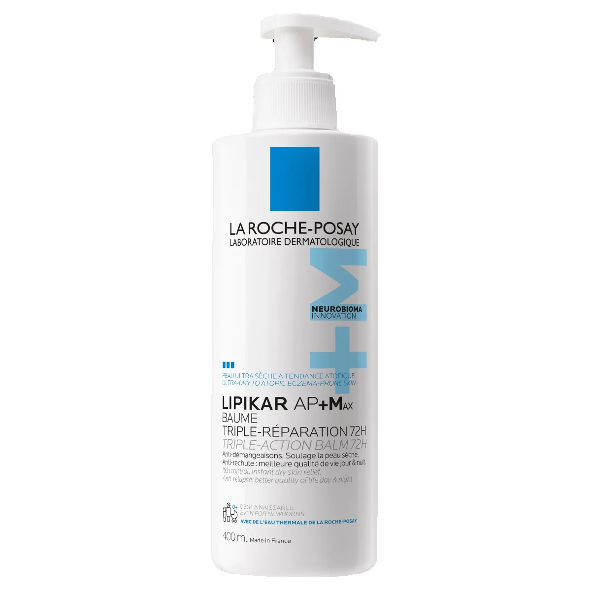 Lipikar Baume AP+Max de La Roche-Posay - Bálsamo Reparador con Neurobioma para Piel Seca y Atópica 400 ml