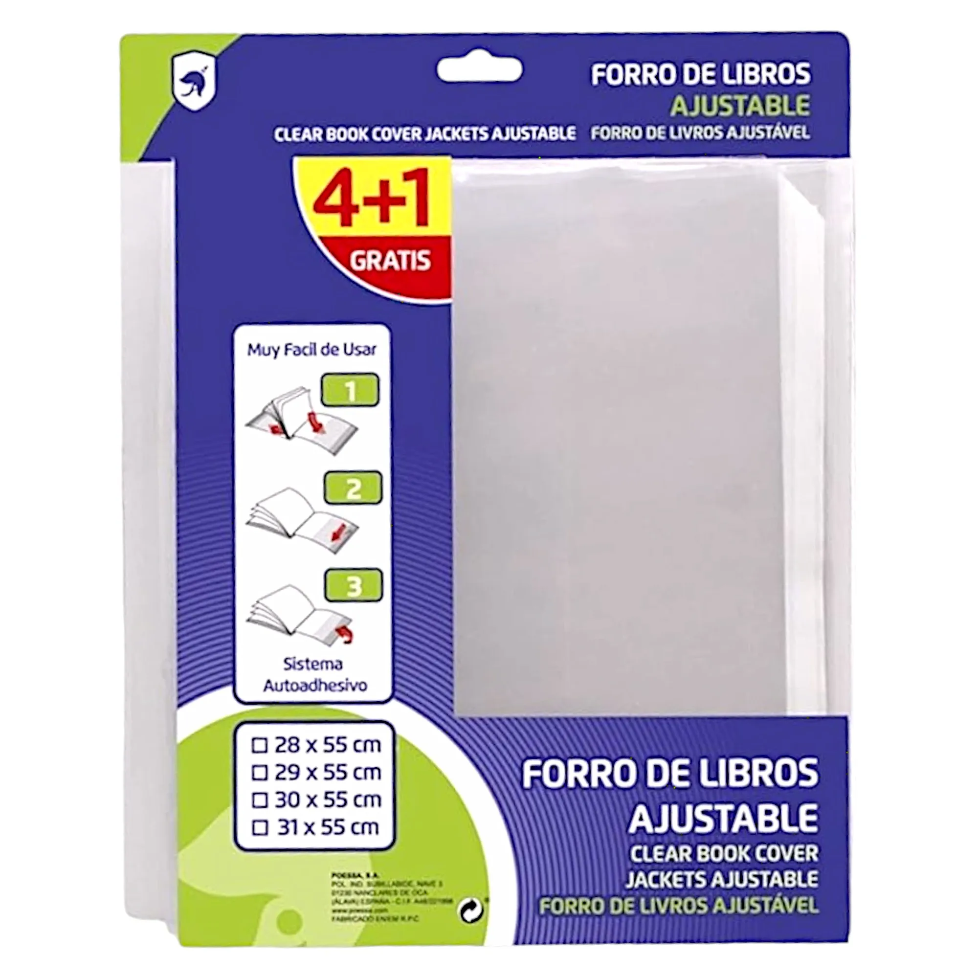 STARTELECTRIC - Bismark - Pack 4+1 de Forro de Libros Transparente Ajustable, Polipropileno, Protector de Libros Colegio
