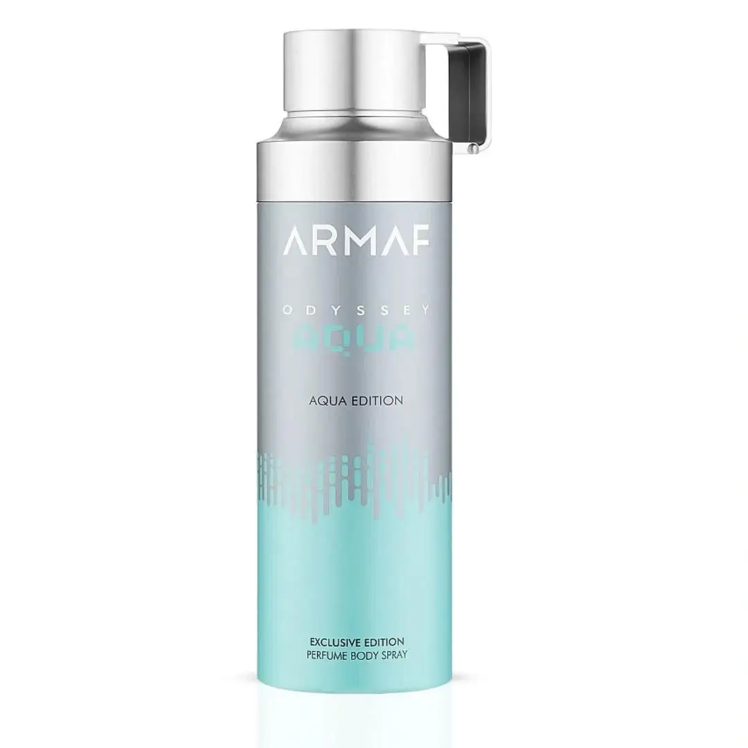Armaf Odyssey Aqua Spray Corporal 200ml Unisex - Fragancia Amaderada Aromática para Hombres Notas de Salida Naranja Toronja y Abrótano