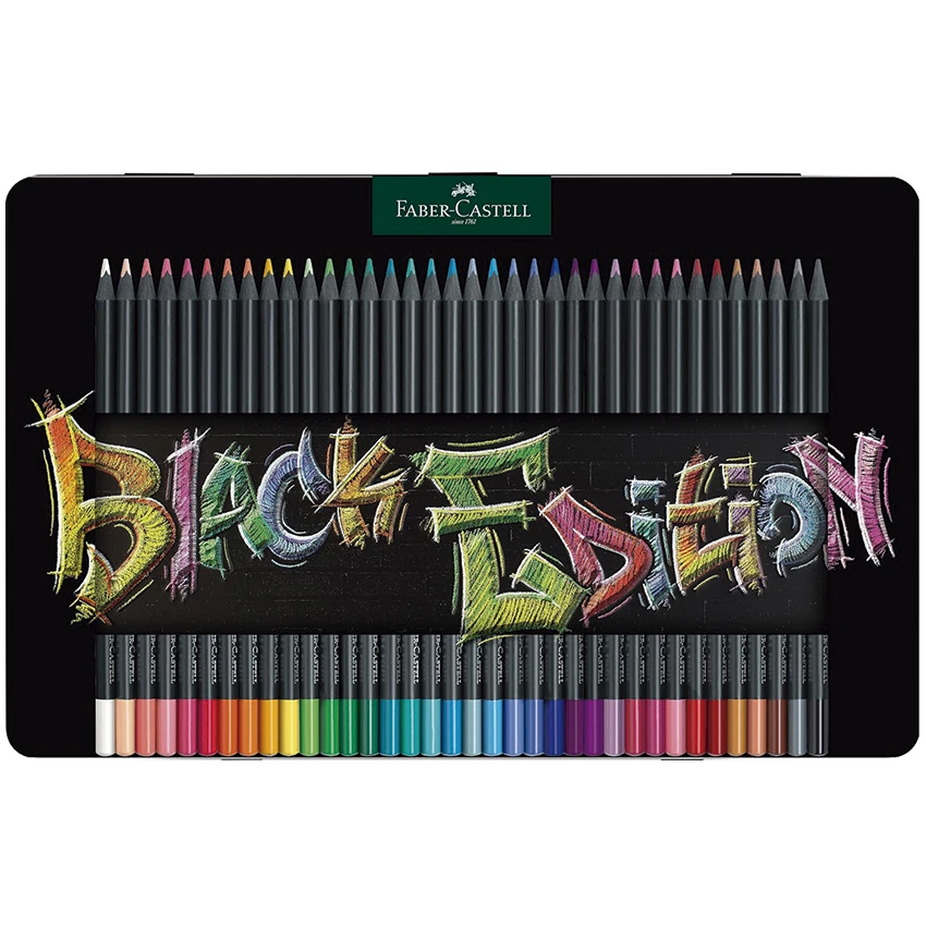 BLACK EDITION FABER CASTELL color pencils 24,36 assorted colors in ORIGINAL metal box