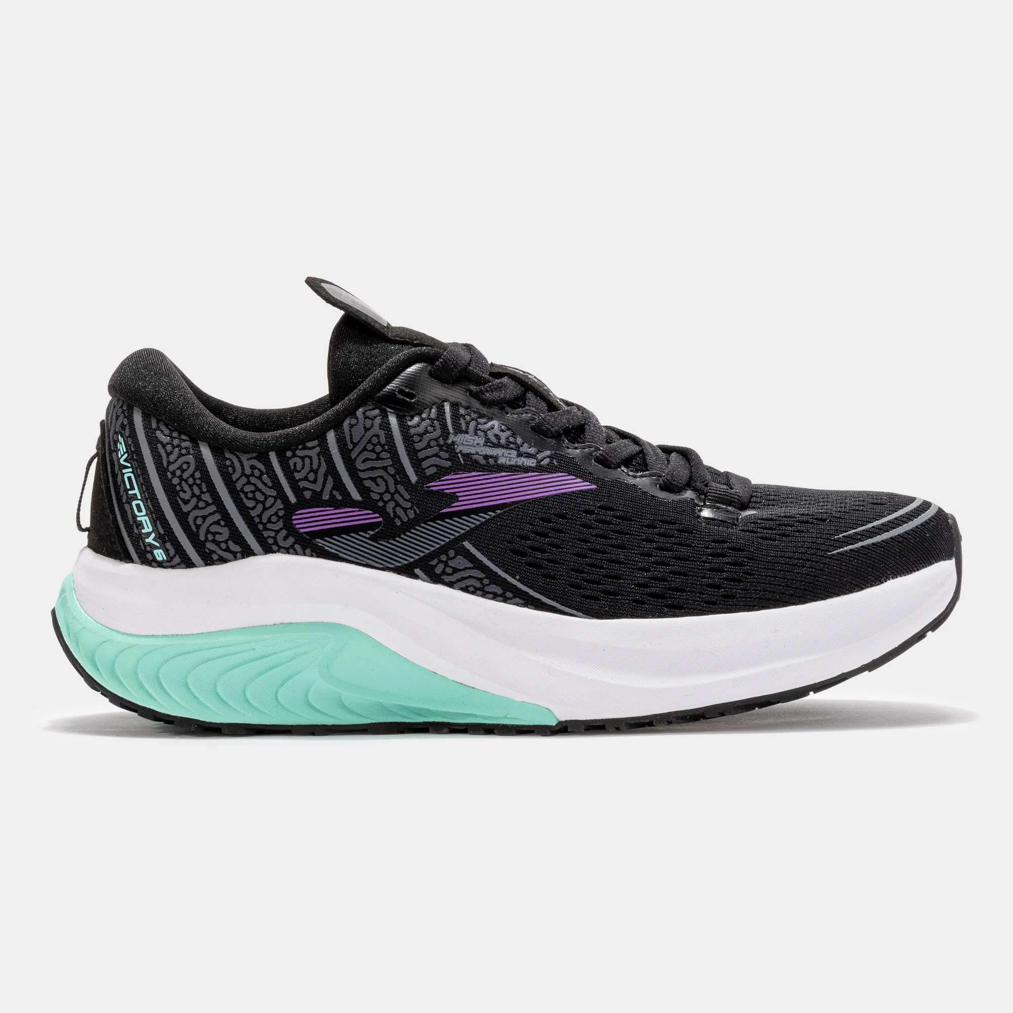 Zapatilla Running Mujer Joma Victory 2501 Negro Verde Transpirable