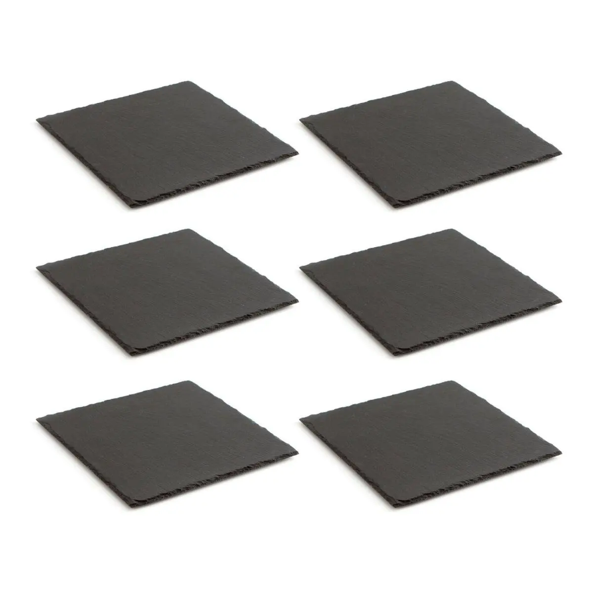 Quid Set 6 Bandejas Pizarra 30x30cm Negro Rugoso 100% Saludable