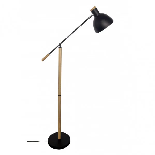Pie salon biel 1xe27 negro/haya 151x25x70 cm orientable 360º y articulable